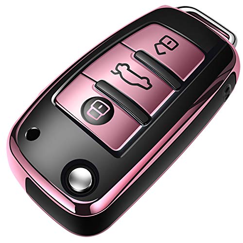 COVELL Funda para llave de coche de Audi, de primera calidad, suave, de TPU, para Audi A1, A3, A6, Q2, Q3, Q7, TT, TTS, R8, S3, S6, RS3, RS6, color oro rosa