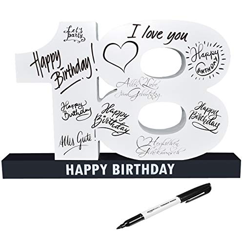CREOFANT XL - Libro de visitas para 18º cumpleaños · Libro de visitas Happy Birthday · 37 cm x 24 cm · 18º cumpleaños · Idea de regalo de 18 cumpleaños CREOFANT XL - Libro de visitas para 18º cumpleaños · Libro de visitas Happy Birthday · 37 cm x 24 cm · 18º cumpleaños · Idea de regalo de 18 cumpleaños