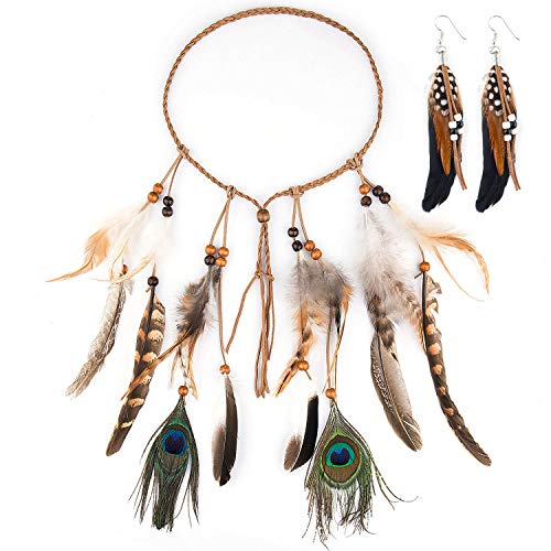 Czemo Diadema India Plumas, Boho Hippie Beads Headwear Headband Indio de la Pluma para Mujeres Niñas Czemo Diadema India Plumas, Boho Hippie Beads Headwear Headband Indio de la Pluma para Mujeres Niñas
