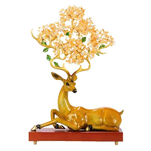 CZXKJ Árbol del Dinero Bonsai Feng Shui Deseando Regalos de Boda de Cristal Árbol de Oro Grande de Lucky Ciervos Cristal del Regalo del árbol Decoración Tall 18,8 Pulgadas (de Oro) Árbol del Dinero