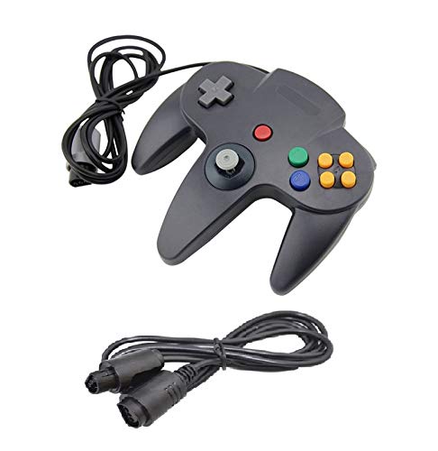 Darlington & Sohns - Mando negro para Nintendo 64 N64 Joystick negro Gamepad Joypad + alargador Extansion Cable Gamepad