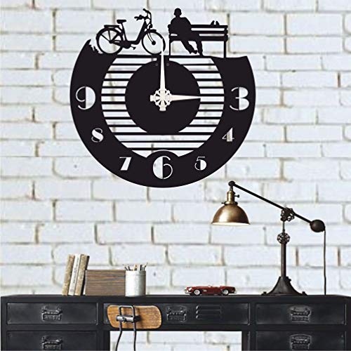 DEKADRON My Bicycle Reloj de Pared de Metal con diseño único – Metal Wall Art Works – Metal Wall Decor Home Office Decoración Moderno Industrial Silent Movimiento