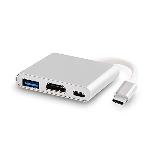 DEMKICO Adaptador USB C a HDMI 4K, adaptador multipuerto tipo C con puerto USB 3.0, adaptador convertidor de puerto de carga tipo C compatible con MacBook, Samsung, Chromebook Pixel y más tipo C