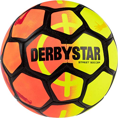 Derbystar Unisex - Balón de fútbol para Adultos Street Soccer, Color Naranja, Amarillo y Negro., tamaño 5