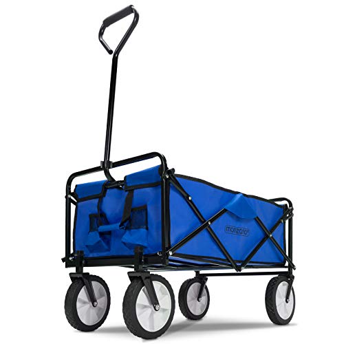 Deuba Carrito de Transporte Multiuso Azul y Negro con Bolsillos y Eje Plegable para Sus Compras Salidas Camping