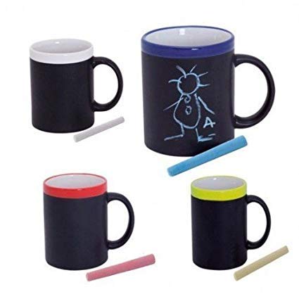 DISOK Lote de 36 Tazas Pizarra de Cerámica Ideales para Desayuno, en Caja de Regalo. Se sirven Surtidas en Colores. Tazas Infantiles para Colorear con tizas, Pinturas DISOK Lote de 36 Tazas Pizarra de Cerámica Ideales para Desayuno, en Caja de Regalo. Se sirven Surtidas en Colores. Tazas Infantiles para Colorear con tizas, Pinturas
