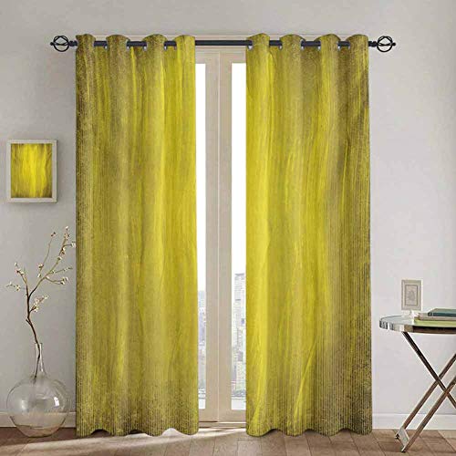 DONEECKL Yellow Cute Curtain Abstract Retro Design Artwork with Wavy Vertical Lines Simple Modern Design 2 Panel Sets W72 x L96 Inch Green Olive Green