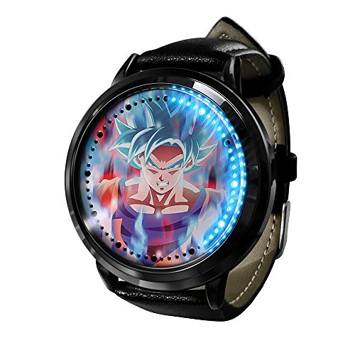 Dragon Ball Z Goku Relojes De Pulsera para Hombre Pantalla TáCtil Led Binaria Cuarzo JaponéS Reloj De Pulsera Digital Resistente Al Agua Reloj De Pulsera Unisex-Black
