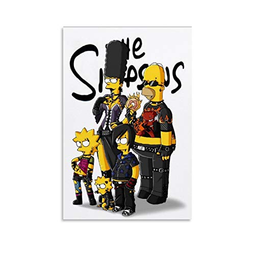 DRAGON VINES Funny Rock Black Goth Simpsons - Lienzo decorativo (30 x 45 cm), diseño de Simpsons