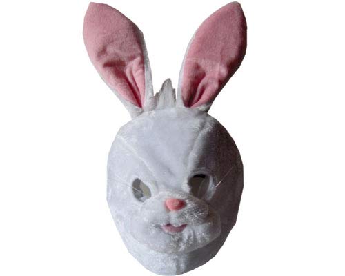 Dress Up America- Máscara de Conejo de Felpa Blanca y Rosa-para niños Conejito (606)