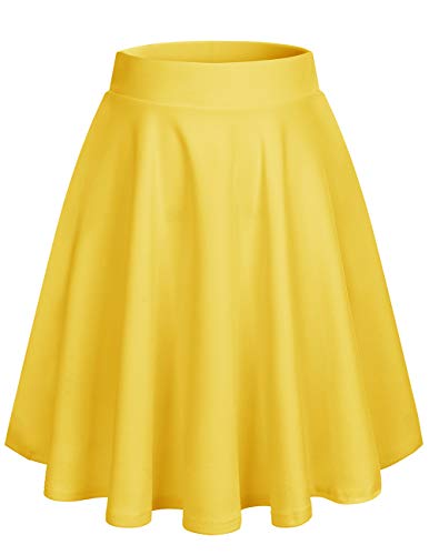 DRESSTELLS Falda Mujer Mini Corto Elástica Plisada Básica Multifuncional Yellow-Midi S