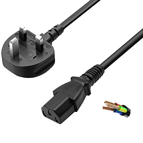 DTK C13 Cable de alimentación de 3M, IEC 320 C13 H05VV-F, 3 cables de 3 clavijas de 0,75 mm2 para PC, impresora, monitor, televisor, proyector, PS3/PS4 PRO, equipo de DJ, equipo de escenario