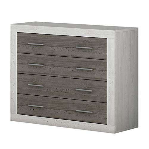 duehome HomeSouth - Comoda 4 cajones, chinfonier Dormitorio Modelo Lara, Color Andersen Pino y Gris, Medidas: 98 cm (Ancho) x 81,5 cm (Alto) x 39,6 cm (Fondo)