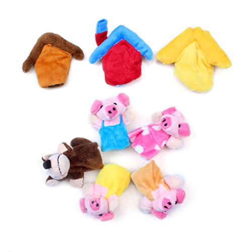 Edealing La historia tres cerditos Finger Puppets Divertido felpa Muñecas Family Story Juegos infantiles para bebés Paquete De 8