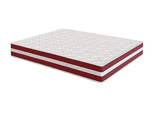 El Almacen del Colchon - Colchón viscoelastico Modelo Confort Life, 80 x 180 x 24cm - Todas Las Medidas, Blanco y Rojo