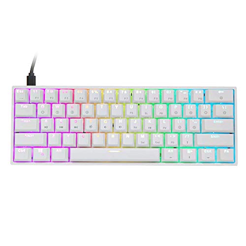 EPOMAKER Teclado mecánico GK61 61 teclas intercambiables en caliente 60% con retroiluminación RGB, teclas ABS, a prueba de polvo IP68 impermeable para Win/Mac/Gamers (Gateron opcional negro, blanco)