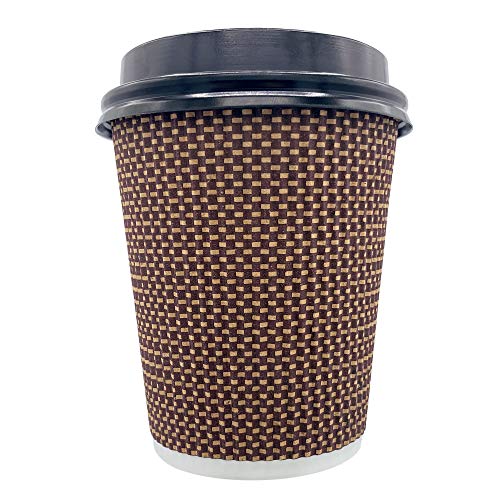 Erreke – Vasos de Café, Reutilizables, Triple Pared con Tapa, 240 ml 8 oz, Vasos de Papel, 50 Unidades