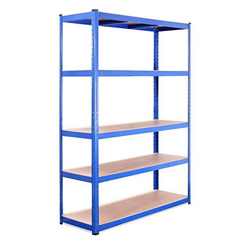 Estante de Almacenamiento para Garaje: 180 cm x 120 cm x 45 cm | Azul - 5 Estantes | 175 kg de Carga Cada balda (Capacidad para 875 kg) | Estantería para Garaje Muy Resistente - 5 Años de Garantía