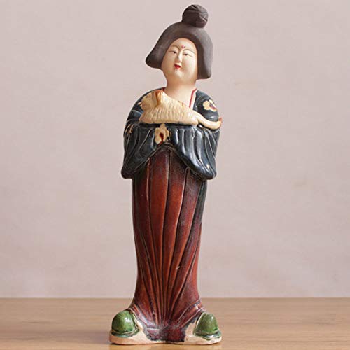 Estatua Figurilla Escultura Estatuilla,Creative Moderno Clásico Cerámica Lady'S Maid De Cerámica China Doll Dinastía Tang Fat Girl Estatua Hermosa Mujer Figura Cabeza Retratos Figura Estatuill