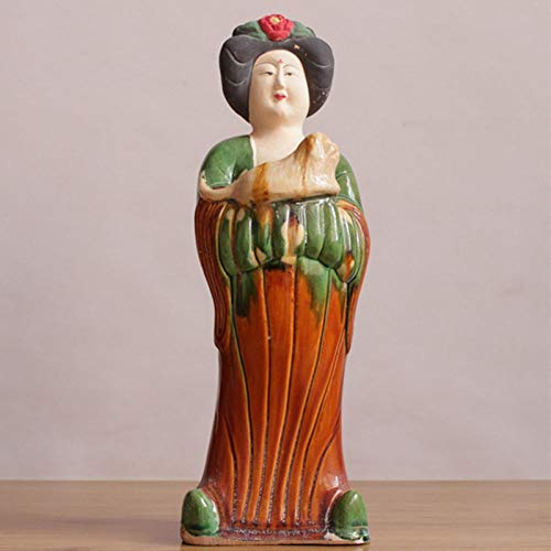 Estatua Figurilla Escultura Estatuilla,Su Moderno Y Creativo De Cerámica Verde Clásica Lady'S Maid De Cerámica China Doll Dinastía Tang Fat Girl Estatua Hermosa Mujer Figura Cabeza Retratos Fi