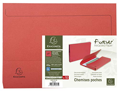 Exacompta 46975E - Lote de 10 Bolsas Forever® 290, Color Rojo