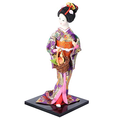FAVOMOTO Geisha Figurita Japonesa Kimono Muñeca Asiática Geisha Resina Chica Escultura Coleccionable Fiesta Ornamento Sala de Estar Púrpura