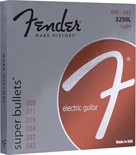 Fender 073-3250-403 Cuerdas Super Bullet, acero niquelado, extremo de bala, calibres 3250L .009-.042, (6)