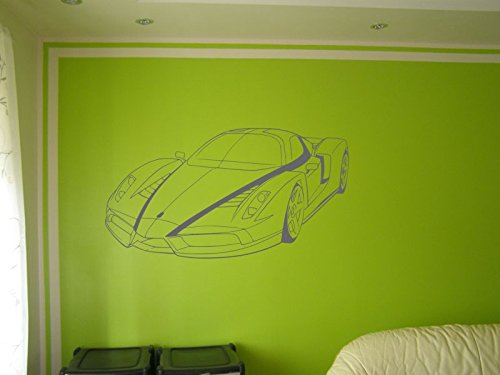 Ferrari Enzo - Adhesivo decorativo para pared, diseño de ferrari, color plateado