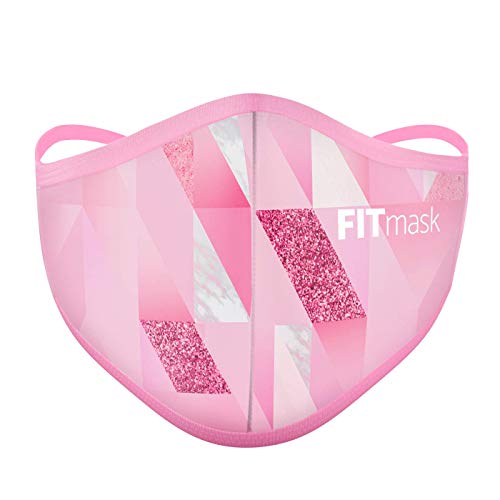 FITmask Mascarilla Pro Reutilizable Lavable Certificada Tejido Hidrófugo Made in Spain Pro Pink Diamond - Adulto Cabecera - M