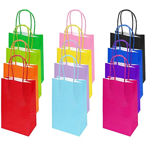 flintronic Bolsa de Regalo, 12 PCS Bolsa de Papel,13 x 8 x 21 cm, 12 Tipos de Color Bolsas Papel Kraft, Fiestas, Ceremonias de Graduación, Bodas, Aniversarios etc.