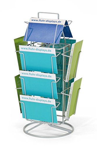 Fluhr Displays TS - Soporte para postales y tarjetas (con 12 compartimentos, 8 horizontales y 4 verticales, 107 x 152 mm), color plateado