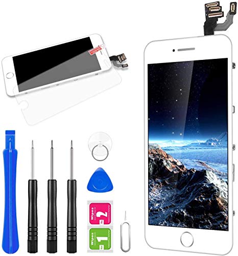 FLYLINKTECH Pantalla para iPhone 6 4.7 '',Táctil LCD de Repuesto Ensamblaje de Marco Digitalizador con botón de Inicio,cámara Frontal,Sensor de proximidad,Altavoz y Herramientas (Blanco)