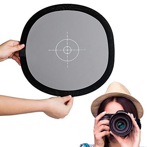 Fotover Tarjeta de balance de gris/blanco, 30 x 30 cm, placa de enfoque portátil de dos lados, doble cara, 18% gris/blanco, tarjeta de referencia con bolsa de transporte para Canon Nikon Sony