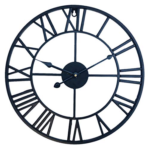 Foxom Reloj de pared vintage de 60 cm, diseño retro vintage, de hierro, números romanos y 60 cm