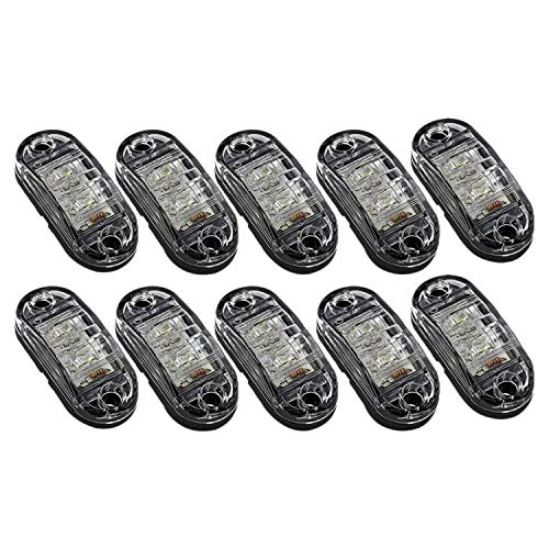 Fransande - Lote de 10 luces LED blancas de 2,5 pulgadas, 2 diodos de luz de desconexión ovalada, coche, camión, remolque, RV, rotulador lateral