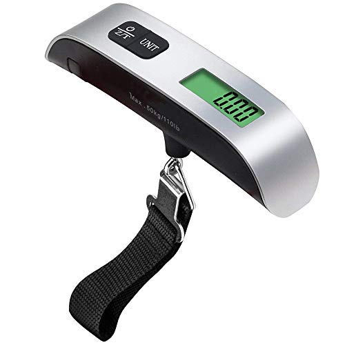 FreeLeben 50 kg / 110 libras gancho de cinturón Escala LCD Escala electrónica digital para la maleta del recorrido del equipaje colgantes y ensayos de seguridad de mano (1PC)