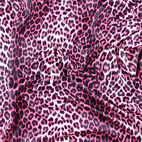 FS005_3 Leopardo Estampado Animal | Base rosa con lunares negros | Tela de buceo | Se vende por metro | Poliéster Elastano FS005_3 Leopardo Estampado Animal | Base rosa con lunares negros | Tela de buceo | Se vende por metro | Poliéster Elastano