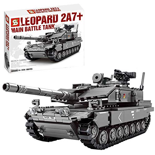 Fujinfeng Tanque Militar Juguete, 898 Piezas Tank Toy Tanque Construcción - Compatible con Lego (Este Producto no es Creado ni Vendido por Lego) - Grey Camouflage Main Battle Tank