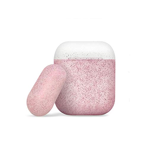 Funda Airpods Carcasa para Airpods, Estuche para Apple AirPods, Funda de Airpods, Funda Protectora de Silicona Cubierta Protectora con 2 Tapas Compatible con Airpods 2/1, Rosa Brillante