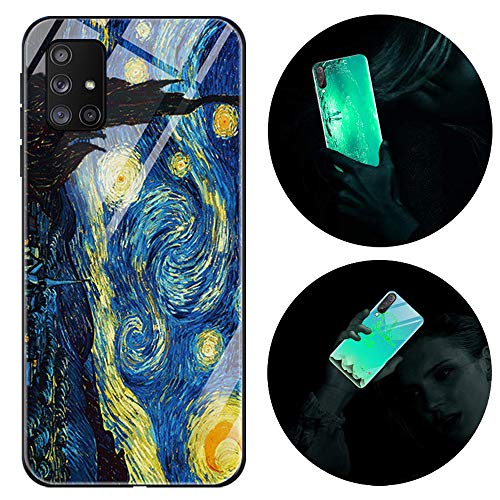 Funda Samsung Galaxy S20 Plus,Luminosa Funda para Samsung Galaxy S20 Plus,Carcasa con dibujos Diseño Silicona Tpu y PC Trasera Cristal Proteccion Antigolpes Noctilucent Fluorescente Caja Starry Night