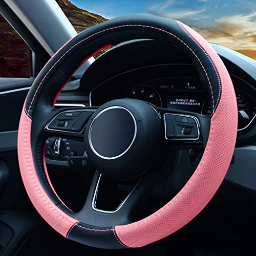 Funda Volante Coche Universal - Cuero de Microfibra Antideslizante y Transpirable Protector del Volante, Excelente Regalo para Mujeres y Niñas, 37-38 cm/Rosado Funda Volante Coche Universal - Cuero de Microfibra Antideslizante y Transpirable Protector del Volante, Excelente Regalo para Mujeres y Niñas, 37-38 cm/Rosado