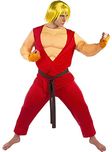 Funidelia | Disfraz de Ken - Street Fighter Oficial para Hombre Talla S ▶ Street Fighter, Videojuegos, Años 80, Arcade - Rojo
