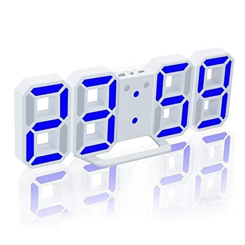 Galapara Reloj Despertador Digital 3D LED, USB Reloj de Pared, Reloj Digital, Temporizador, 3 Niveles de Brillo, Luz Nocturna Regulable, Función de Despertador para la Cocina