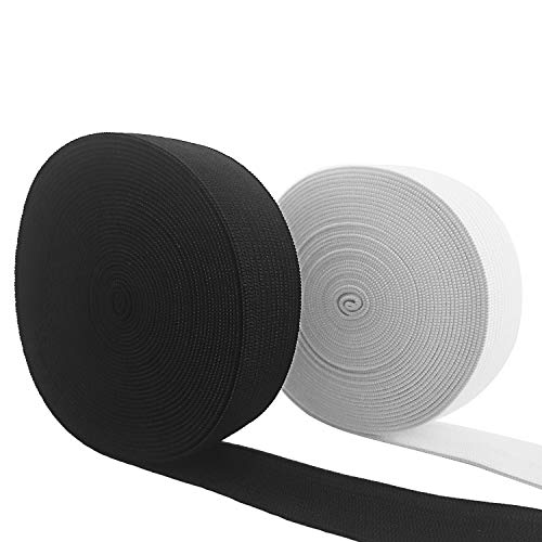 ✮Garantía De Por Vida✮-CZ Store-Banda elástica de costura de 10 METROS (11 Yardas)|Ancho 20 MM|Cinta Elástica de costura Prendas/Pantalones/Dobladillos- Elástica - Blanco y Negro - LOTE DE 2|