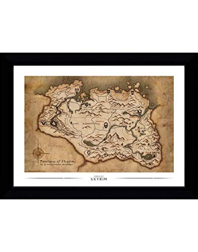 GB eye LTD PFP028 Skyrim, Map, impresión enmarcada 50 x 70 cm, madera, varios 55 x 75 x 2,9 cm