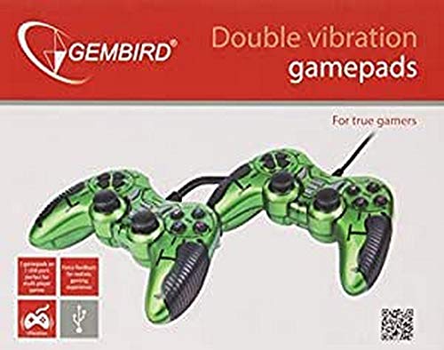 Gembird JPD-ST03 Gamepad PC Verde mando y volante - Volante/mando (Gamepad, PC, Analógico, D-pad, Turbo, Alámbrico, USB 2.0)