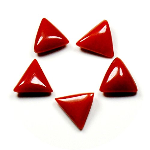 Gemsonclick Piedras Preciosas Sueltas de Coral Rojo Natural de 5 Quilates en Forma de triángulo de Lote de 5 Piezas a Precio mayorista