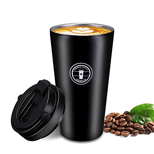 Gifort Tazas de café de Acero Inoxidable Termo de Café Matraz de Acero Inoxidable Aislado Diseño a Prueba de Fugas para Bebidas Frías y Calientes Bebidas (negro)