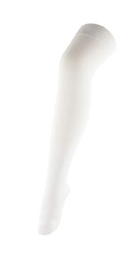 Glamour Girlz Calcetines para mujer y niña, color blanco por encima de la rodilla, 4 – 6 1/2