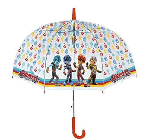 GORMITI - Paraguas de PVC con cúpula transparente con gráficos de colores GORMITI - Tamaño abierto: diámetro de 70 – Corex – Colores surtidos